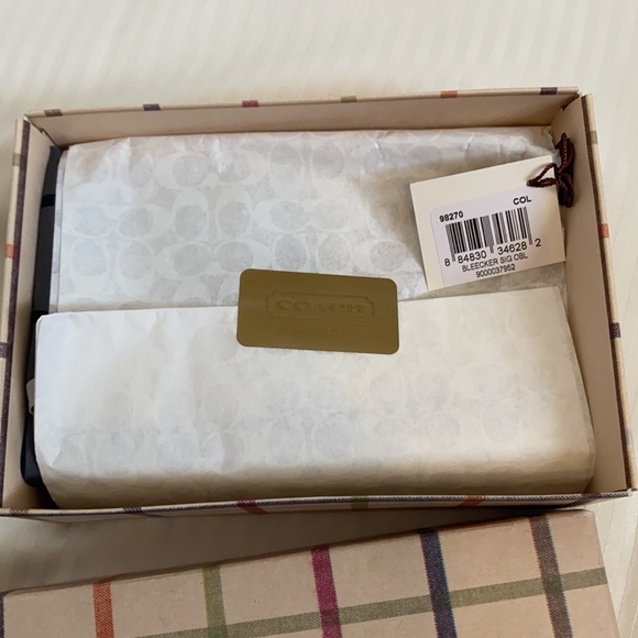 Black and Grey/silver Coach Signature Silk Scarf - Picture 5 of 7